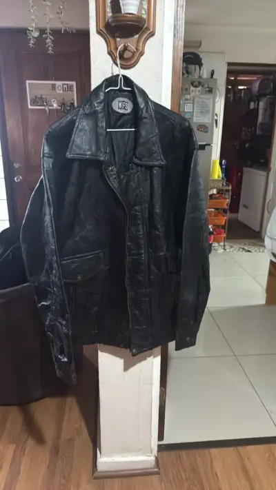 Chaqueta de cuero marrón para hombre Frellan - miniatura 1
