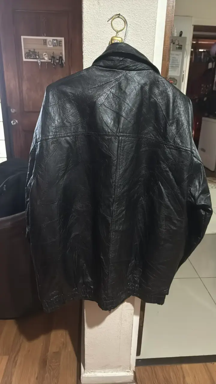 Chaqueta de cuero marrón para hombre Frellan - 4