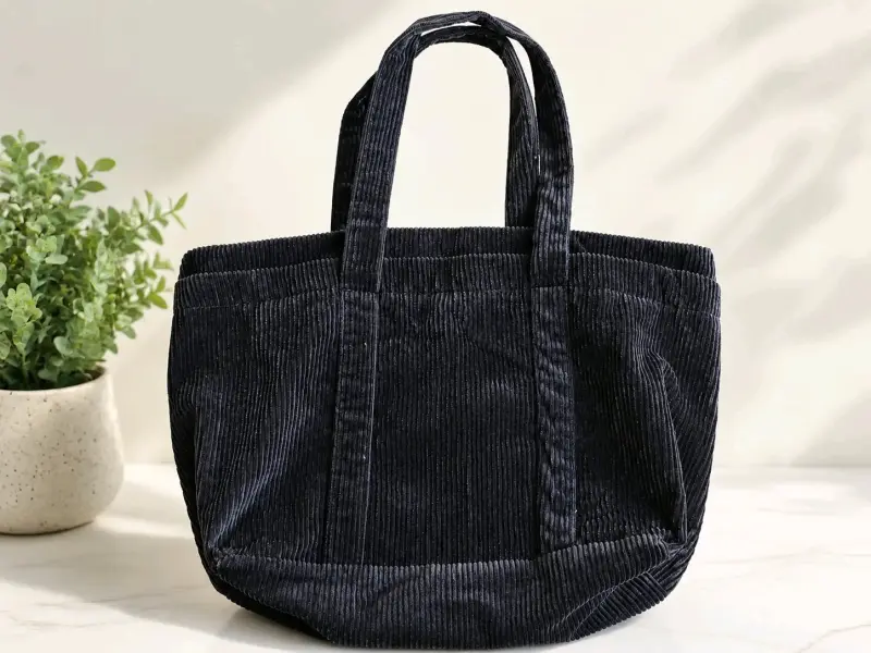Bolso de pana negro amplio y elegante - 3
