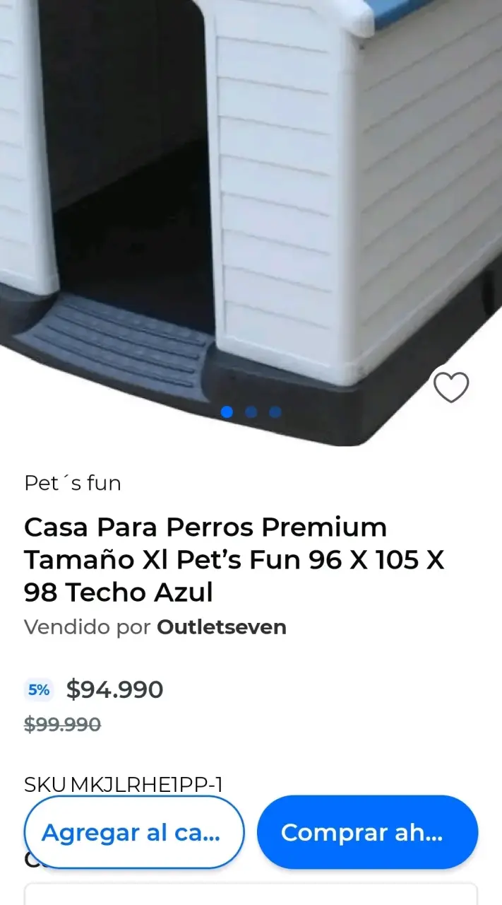 Casa para perros Pet's Fun XL techo azul - 1