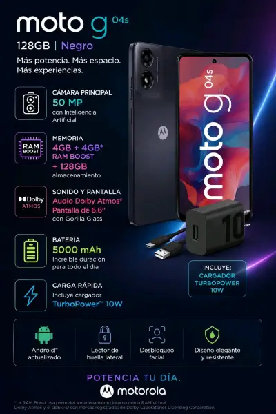 Smartphone Motorola Moto G04s 128GB Negro - miniatura 1