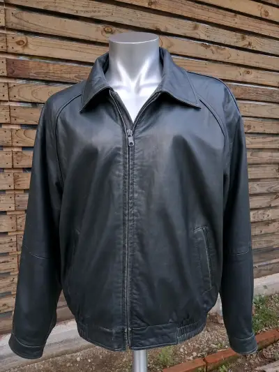 Chaqueta de cuero Verde Oscuro Danier para hombre - miniatura 1
