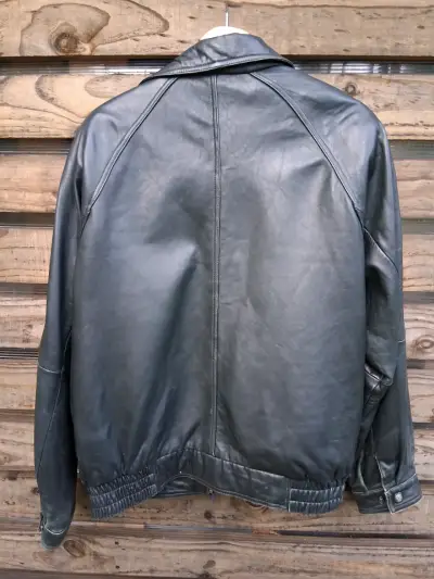 Chaqueta de cuero Verde Oscuro Danier para hombre - miniatura 3