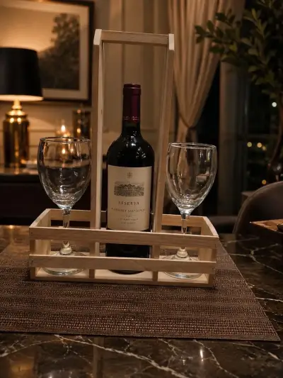 Portabotellas de madera con copas - miniatura 1