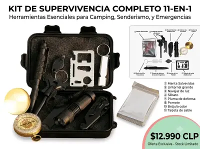 Kit de Supervivencia Completo 11-en-1 para Camping - miniatura 1