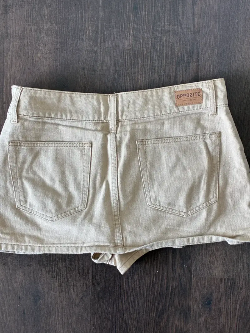 Falda corta beige Opposite Denim talla 38 - 4
