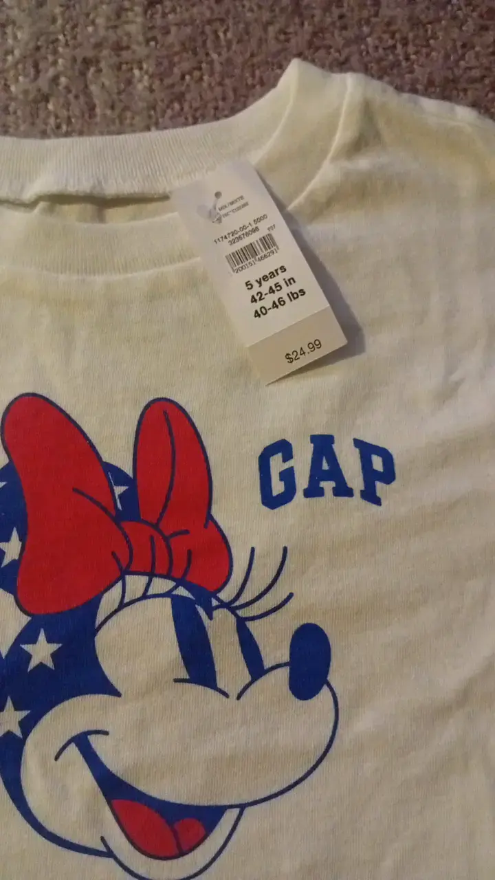 Polera infantil Minnie Mouse GAP blanca talla 5 - 2