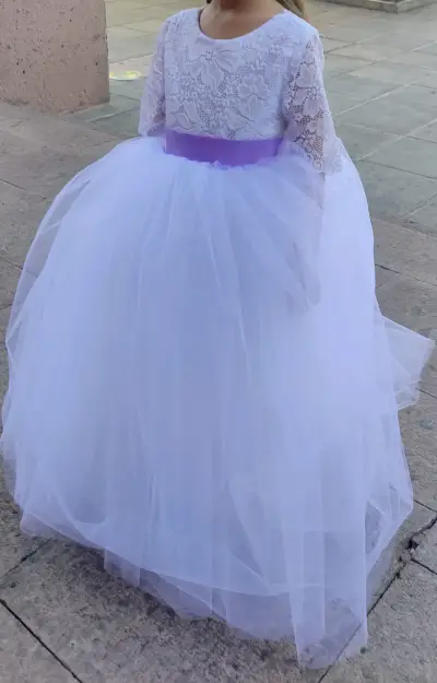 Vestido de para niña con encaje y tul - miniatura 1