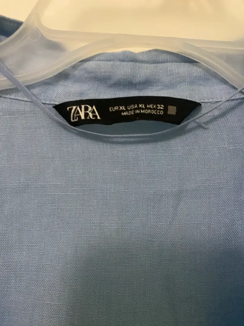 Camisa azul de lino Zara para mujer - 2