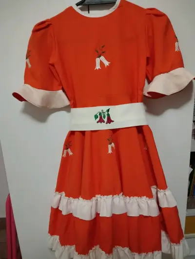 Vestido típico chileno para niña color naranja - miniatura 1