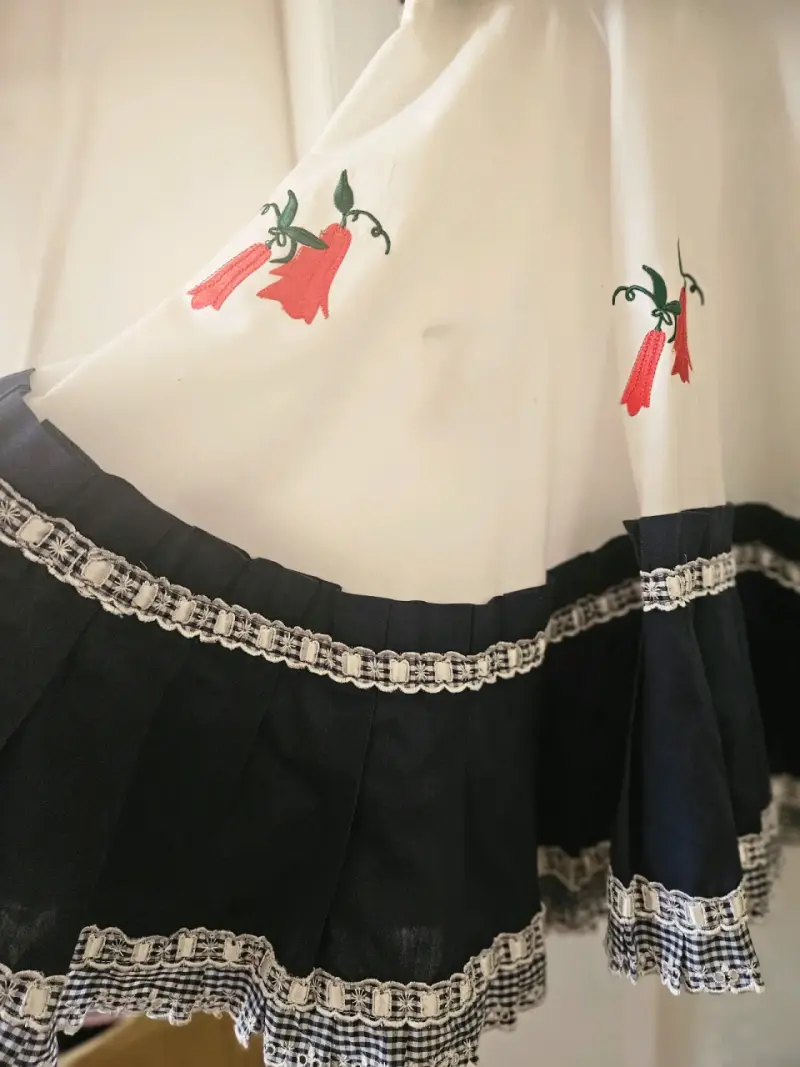 Vestido típico chileno con bordado de flores - 2
