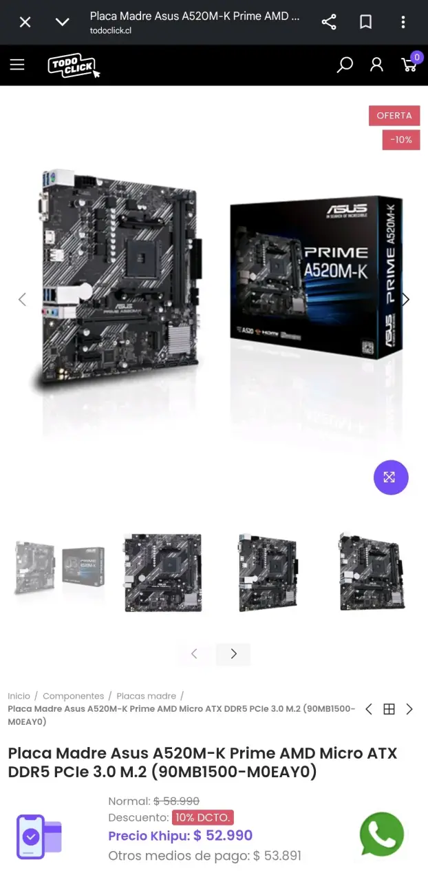 motherboardASUSPrime A520M-K con Amd ryzen 3 3000G - 5