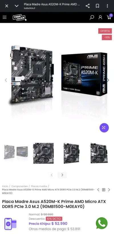 motherboardASUSPrime A520M-K con Amd ryzen 3 3000G - miniatura 5