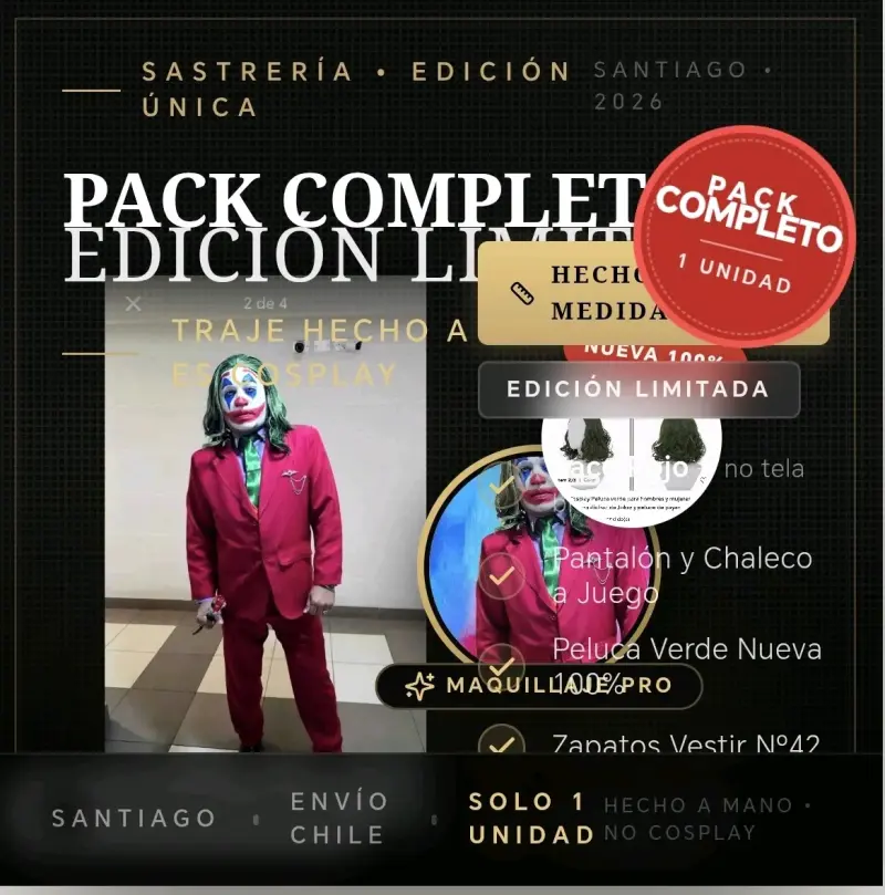 Disfraz de Joker Edición Limitada con Peluca y Maquillaje - 1