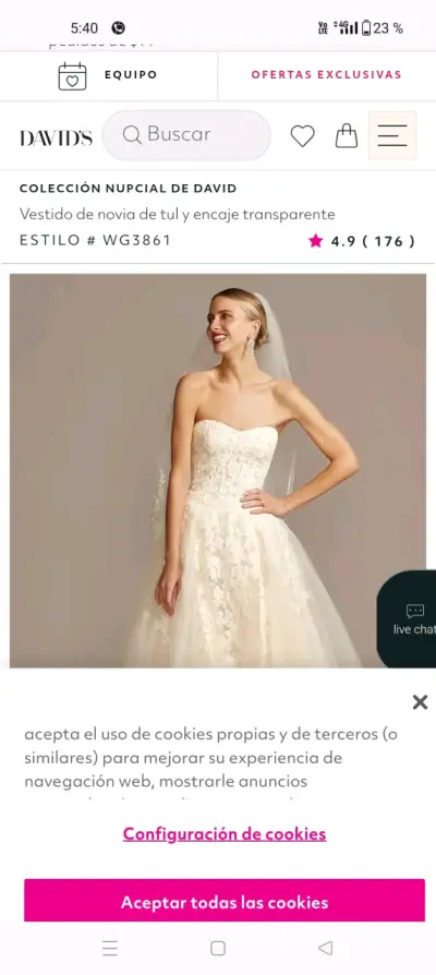 Vestido de novia de tul y encaje transparente - miniatura 2