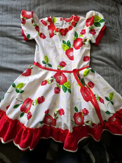 Vestido huasa china niña floral rojo - miniatura 2