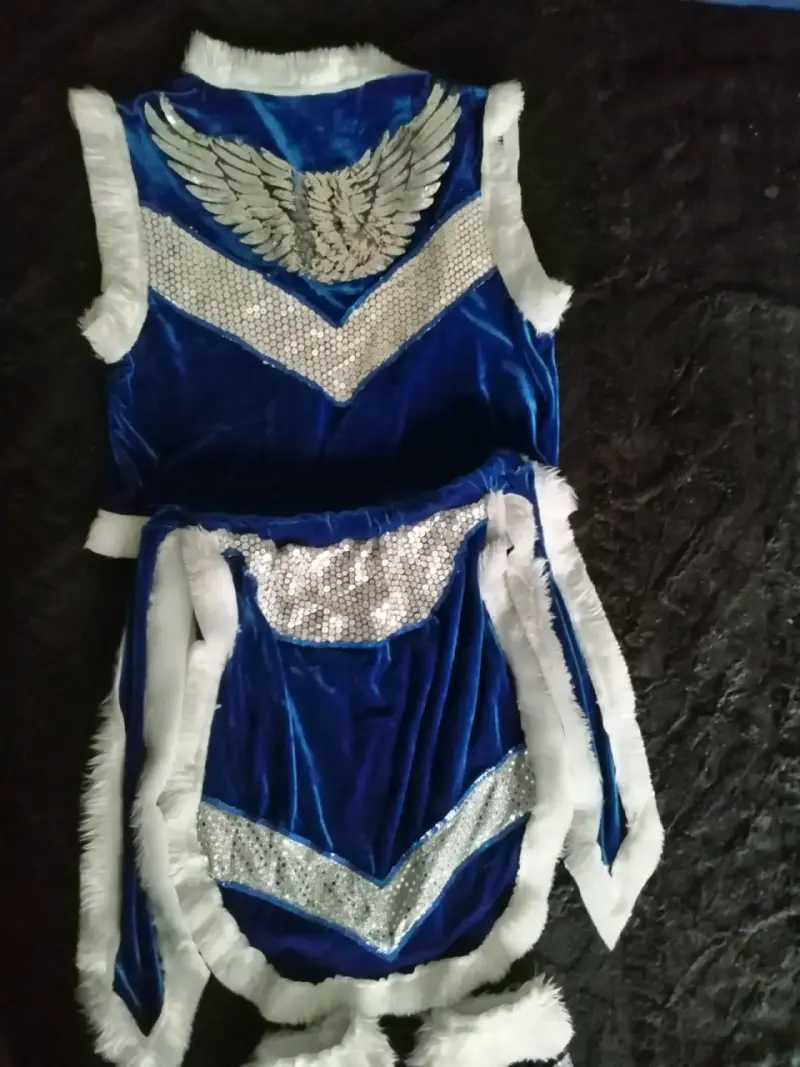 Disfraz de luchador azul con alas y lentejuelas - 1