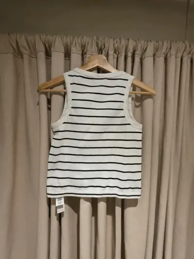 Polera sin mangas a rayas blancas y negras Elvi 16 - miniatura 3