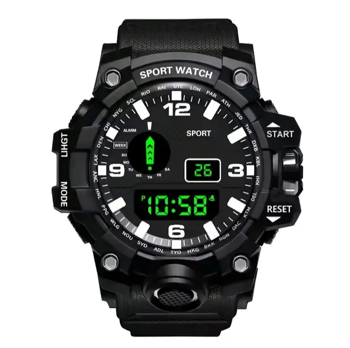 Reloj digital deportivo negro resistente al agua - 2