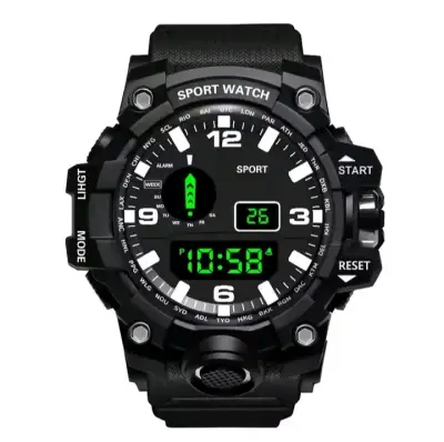Reloj digital deportivo negro resistente al agua - miniatura 2