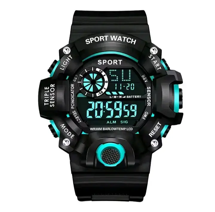 Reloj digital deportivo negro resistente al agua - 3
