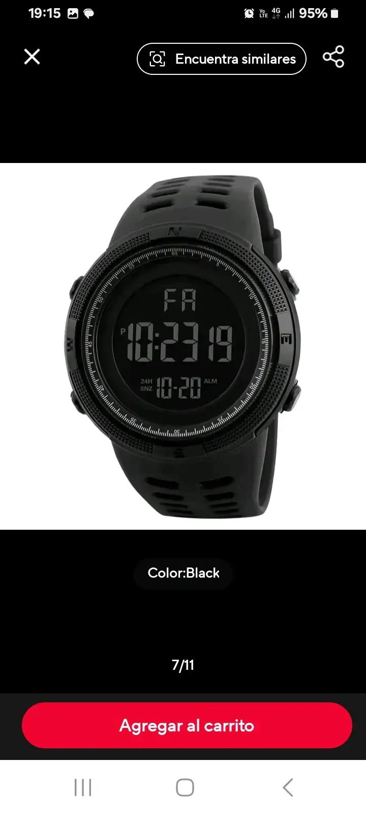 Reloj digital deportivo negro resistente al agua - 4