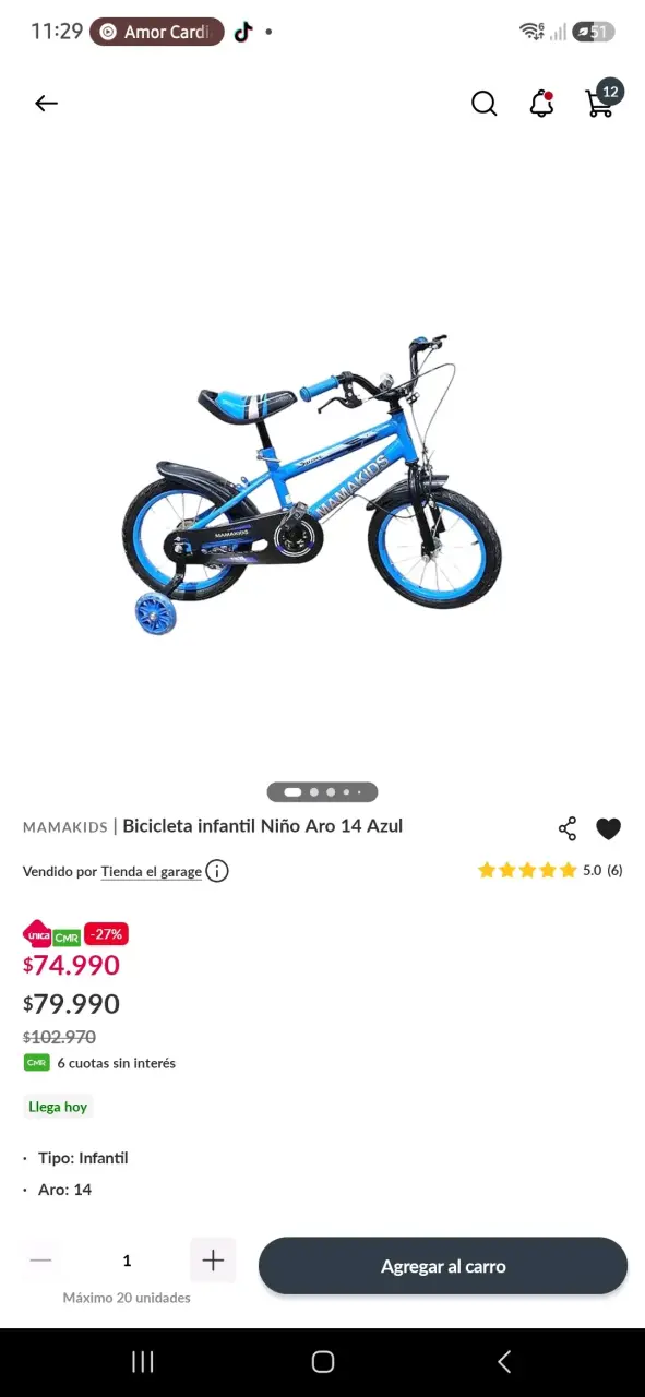 Bicicleta Infantil MamaKids Aro 14 Azul - 3