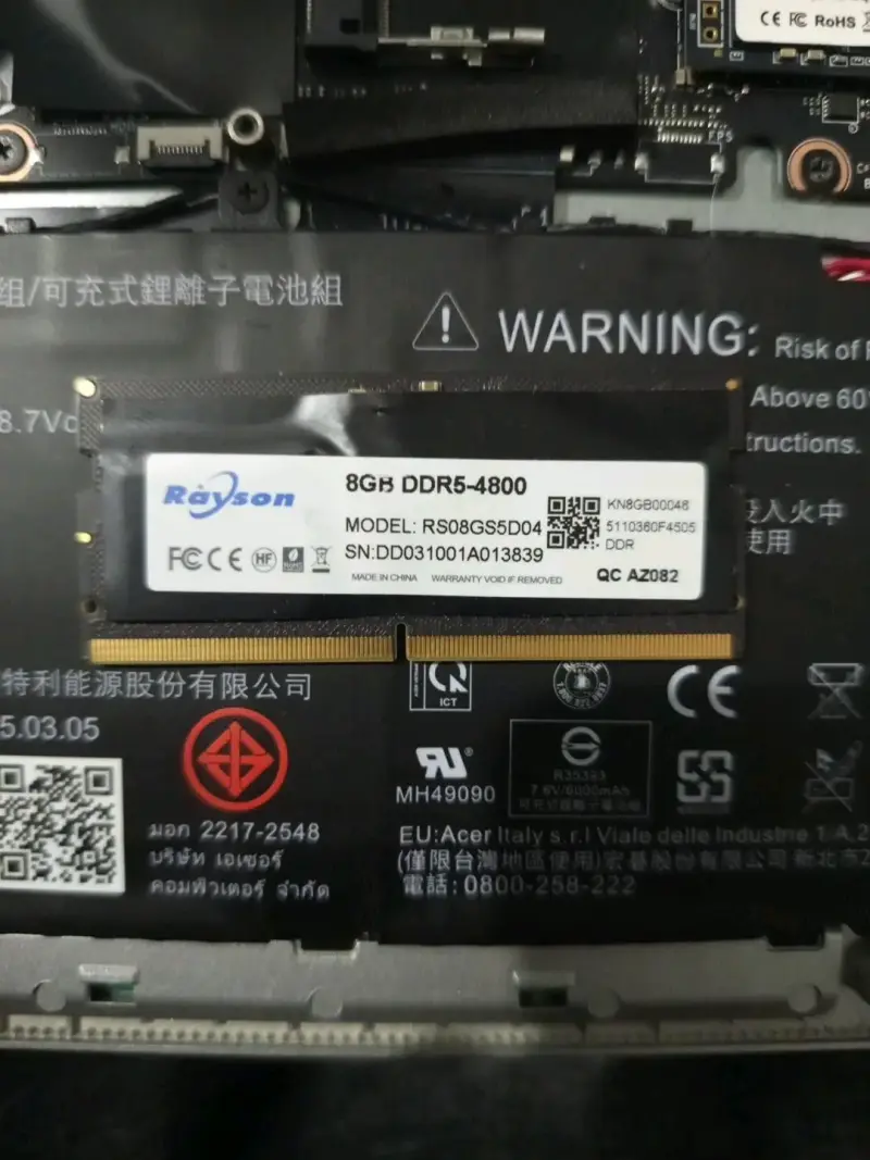 Memoria RAM 8GB DDR5-4800 Rayson para Laptop