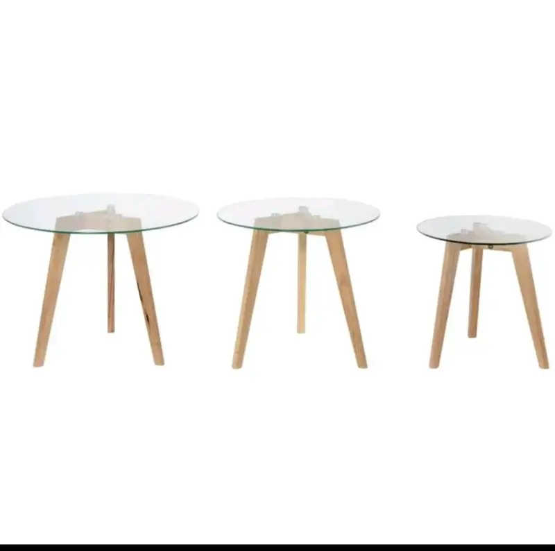 Set de Mesas de Vidrio y Madera para Living - 2