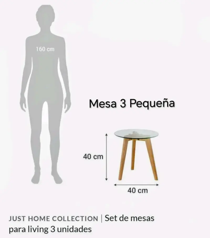 Set de Mesas de Vidrio y Madera para Living - 4