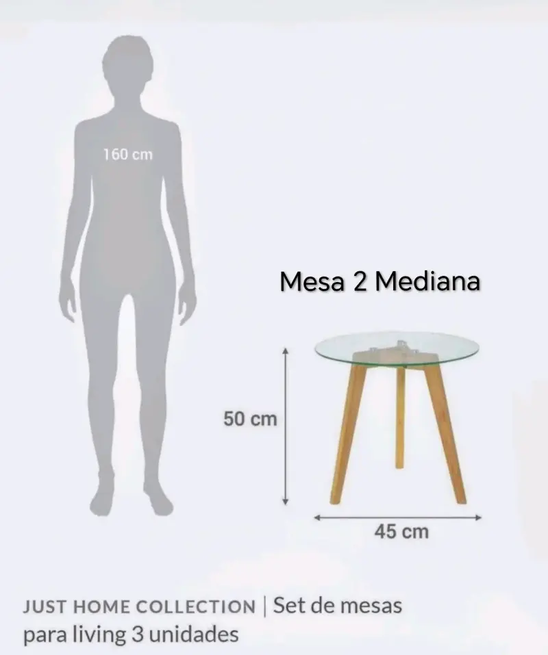 Set de Mesas de Vidrio y Madera para Living - 5