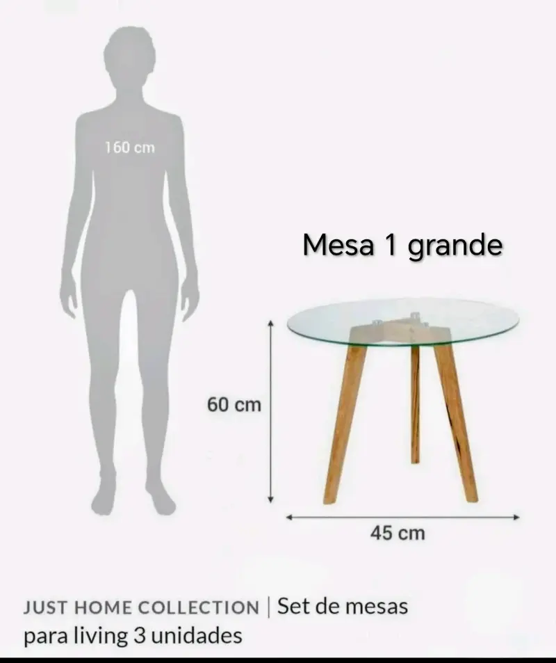 Set de Mesas de Vidrio y Madera para Living - 6