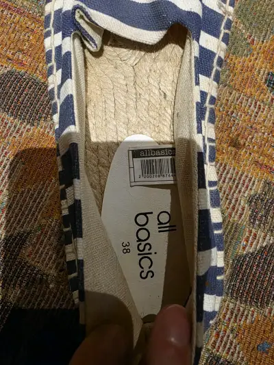 Alpargatas Rayadas Azul y Blanco Talla 38 - miniatura 2