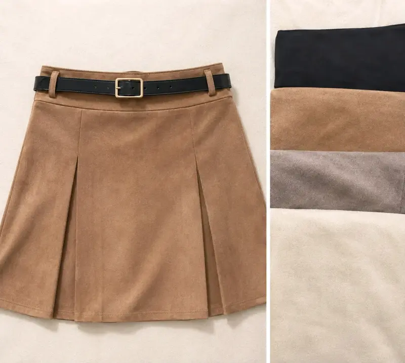 Falda corta de gamuza con cinturón