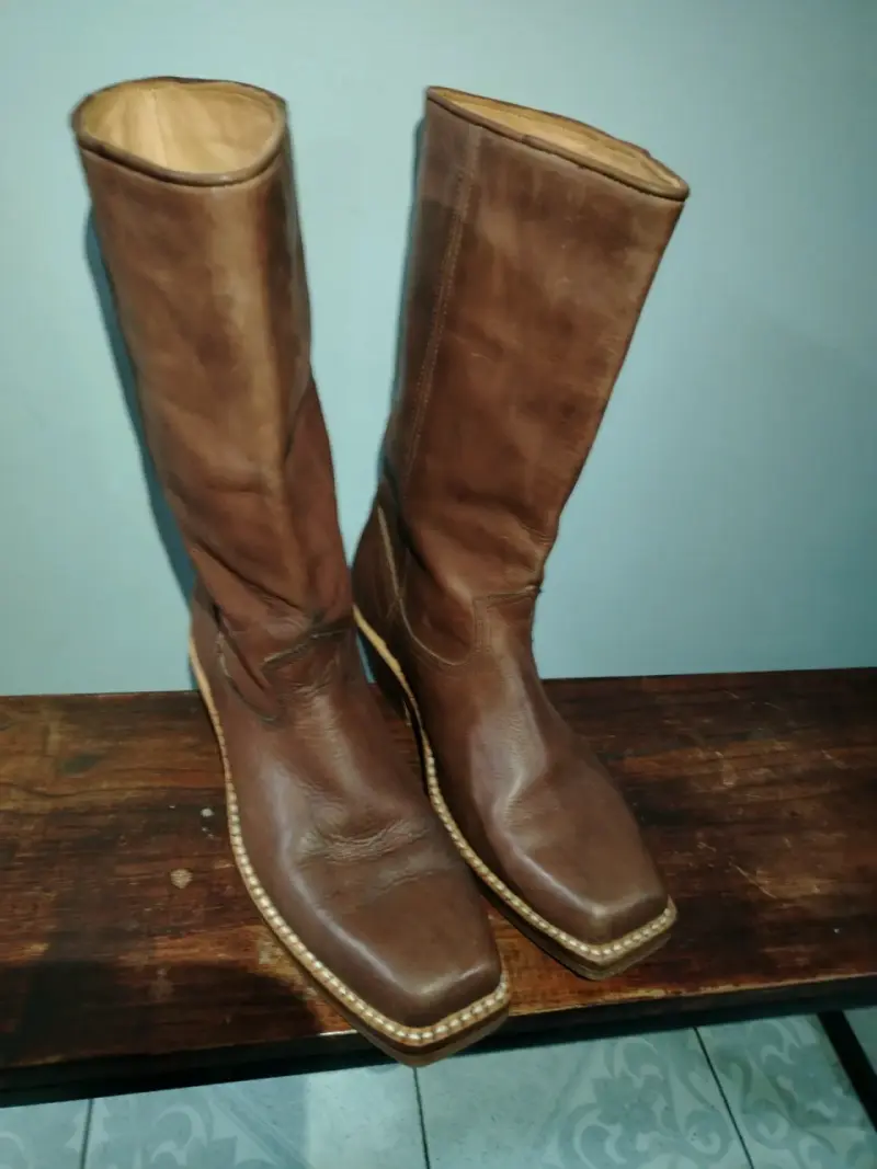 Botas de cuero marrón hombre - 1