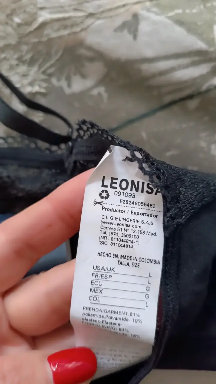 Bralette negro de encaje Leonisa talla S - 3