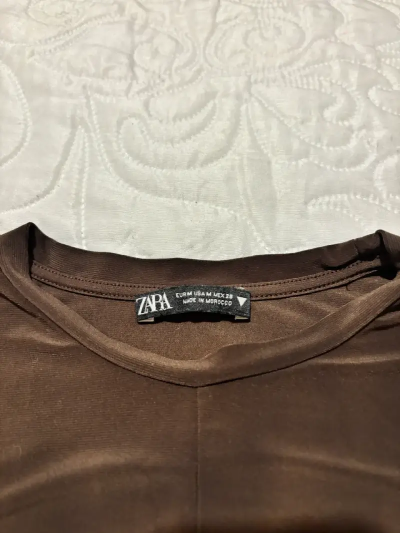 Polera Zara S-M manga café larga Fiesta - 3
