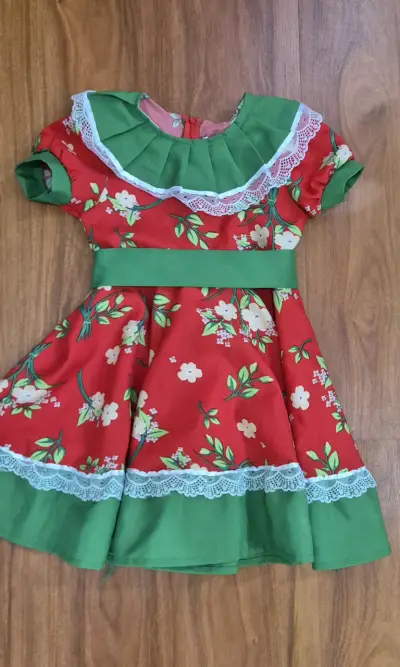 Vestido de Huasa infantil rojo con estampado T 6 - miniatura 1