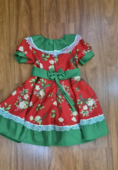 Vestido de Huasa infantil rojo con estampado T 6 - miniatura 2