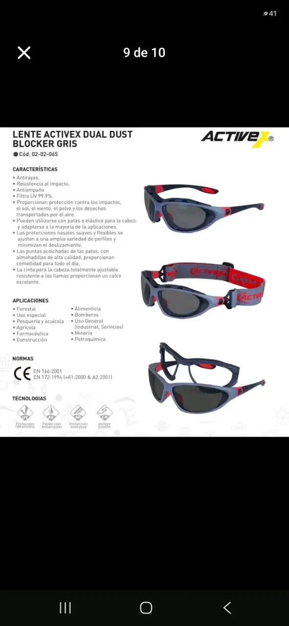 Lente Gafas Antiparra de Seguridad de Sol Negras - 6