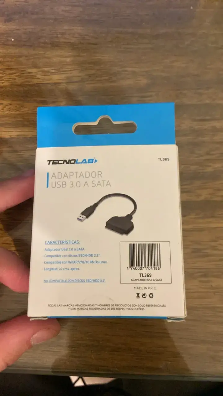 Adaptador USB 3.0 a SATA para SSD/HDD 2.5" - 2