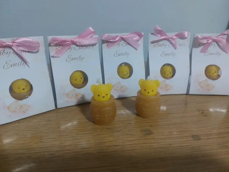 Velas decorativas de osito en bolsa de organza - 2