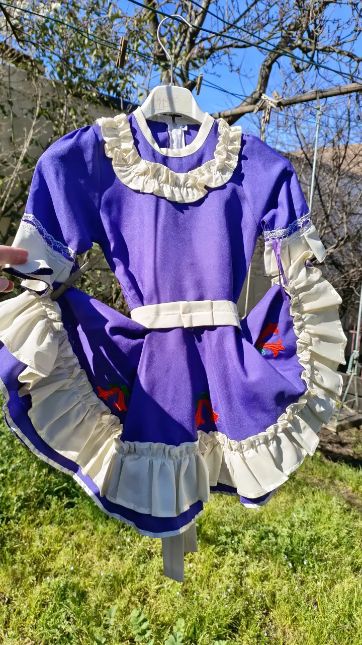 Vestido de niña folclórico rosa y morado talla 2 - 2