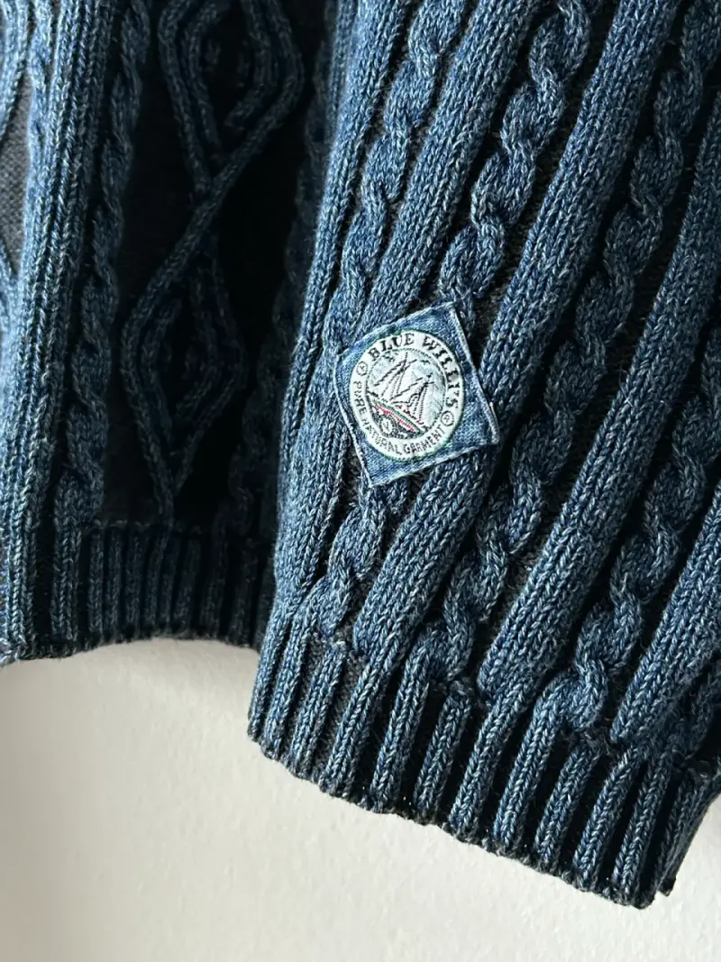 Suéter de lana azul con diseño trenzado Blue Willis - 3
