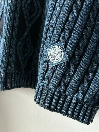 Suéter de lana azul con diseño trenzado Blue Willis - miniatura 3