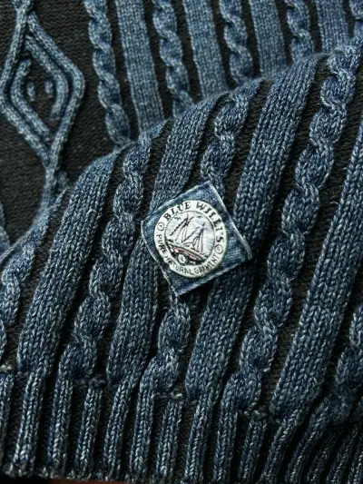 Suéter de lana azul con diseño trenzado Blue Willis - miniatura 5