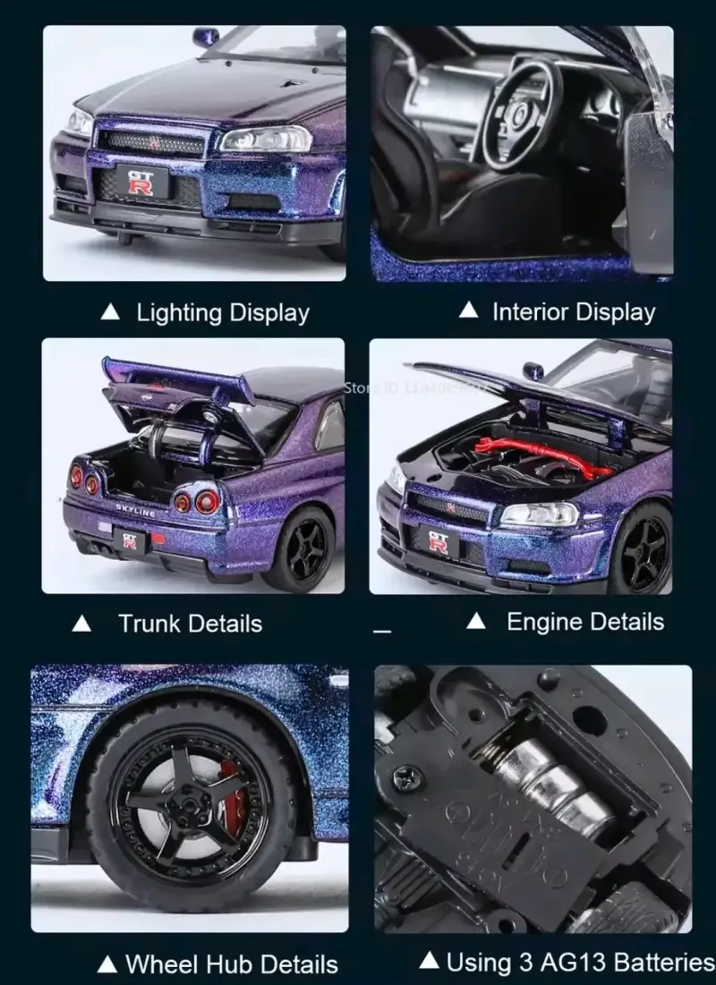 Auto juguete  Nissan Skyline GTR R34 1:32 - 5