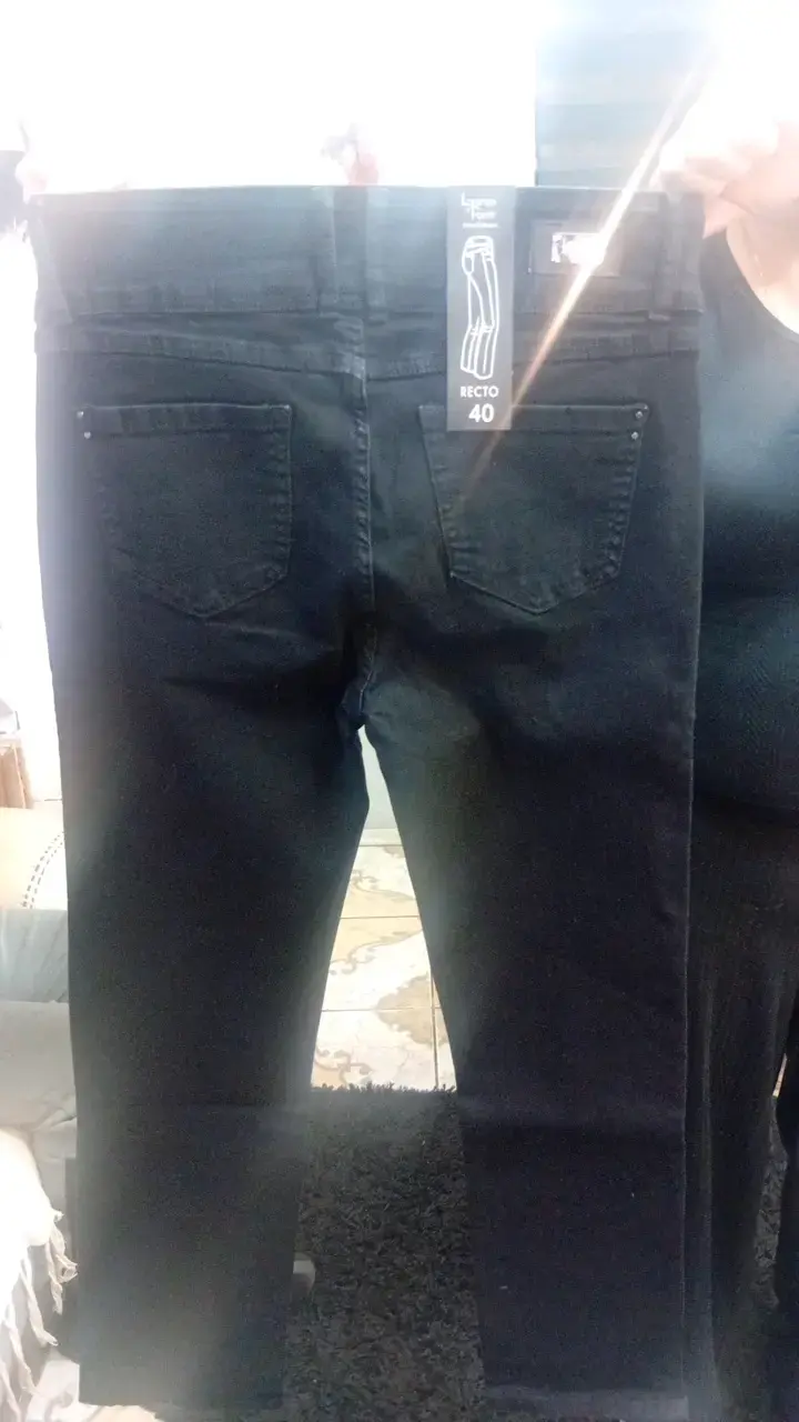 Jeans rectos negros talla 40 para mujer - 1