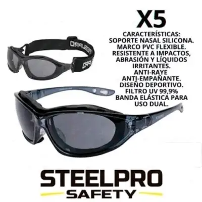 Gafas de Seguridad Steelpro Antivaho Negras - miniatura 6