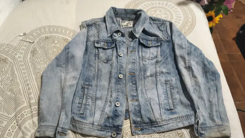 Chaqueta de mezclilla azul claro para mujer - 2